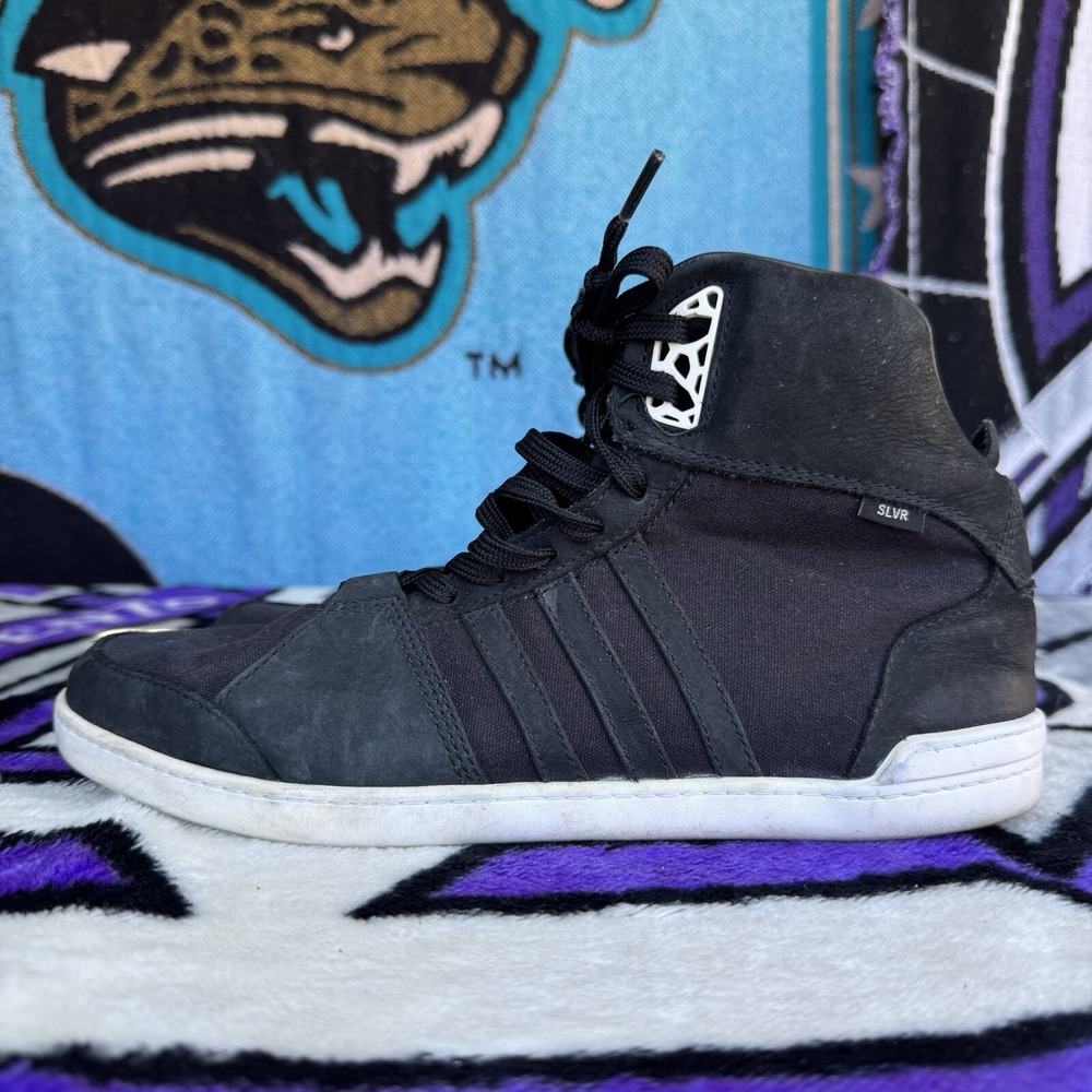 Size 8.5 -‎ adidas SLVR Hoops Mid Black white sole G42399 (2010)